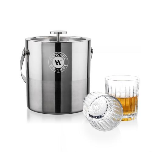 Corporate Gifts - Barware - Barware Gift Sets - Catania Ice Bucket & Hartmann On-the-Rocks Set