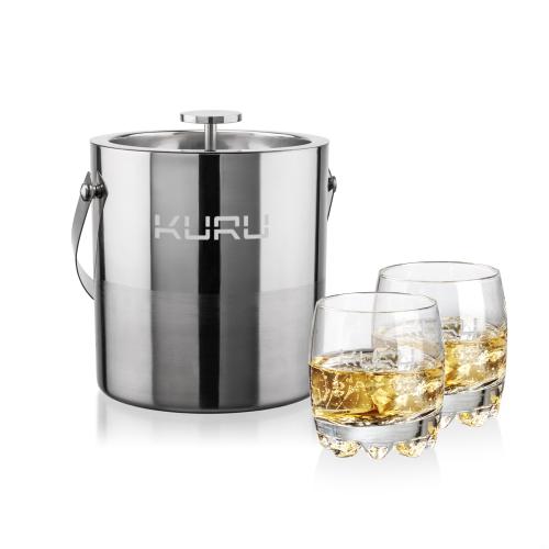 Corporate Gifts - Barware - Barware Gift Sets - Catania Ice Bucket & Haddington On-the-Rocks Set