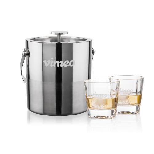Corporate Gifts - Barware - Barware Gift Sets - Catania Ice Bucket & Kansas On-the-Rocks Set