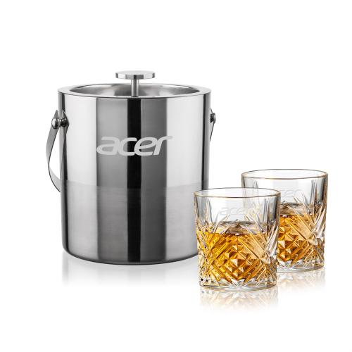 Corporate Gifts - Barware - Barware Gift Sets - Catania Ice Bucket & Milford On-the-Rocks Set