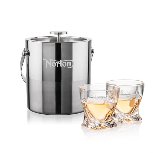 Corporate Gifts - Barware - Barware Gift Sets - Catania Ice Bucket & Seneca On-the-Rocks Set