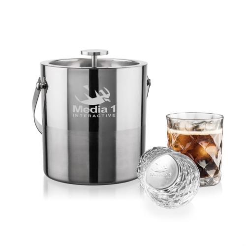 Corporate Gifts - Barware - Barware Gift Sets - Catania Ice Bucket & Woodward On-the-Rocks Set