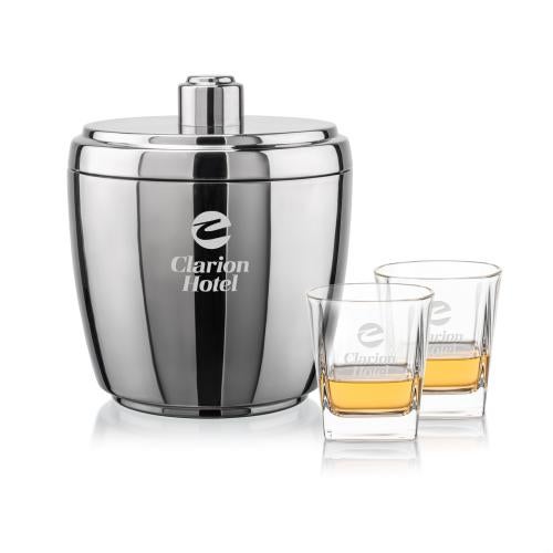 Corporate Gifts - Barware - Barware Gift Sets - Pescara Ice Bucket & Arcadia On-the-Rocks Set