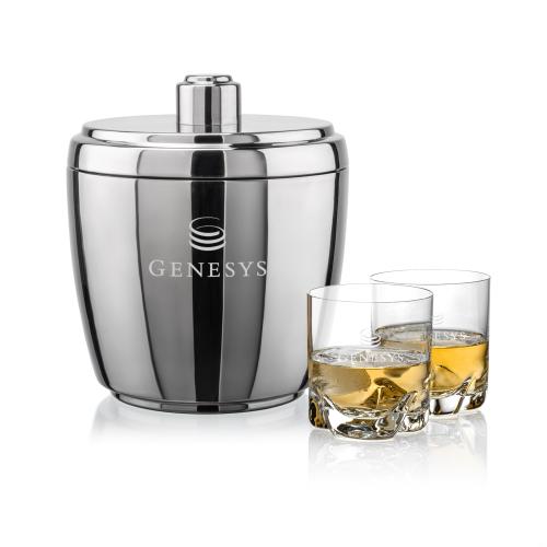 Corporate Gifts - Barware - Barware Gift Sets - Pescara Ice Bucket & Hillcrest On-the-Rocks Set