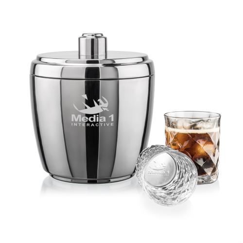 Corporate Gifts - Barware - Barware Gift Sets - Pescara Ice Bucket & Woodward On-the-Rocks Set