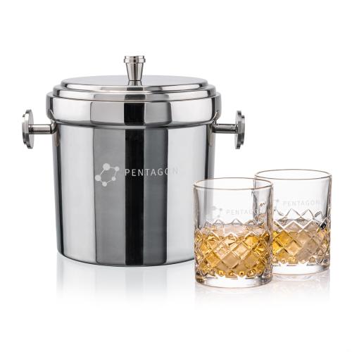 Corporate Gifts - Barware - Barware Gift Sets - Milano Ice Bucket & Longford On-the-Rocks Set