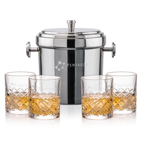 Corporate Gifts - Barware - Barware Gift Sets - Milano Ice Bucket & Longford On-the-Rocks Set