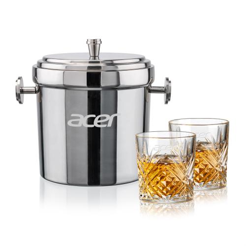 Corporate Gifts - Barware - Barware Gift Sets - Milano Ice Bucket & Milford On-the-Rocks Set