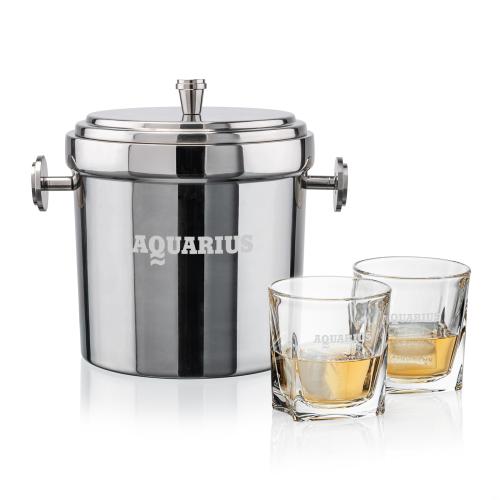 Corporate Gifts - Barware - Barware Gift Sets - Milano Ice Bucket & Riddell On-the-Rocks Set