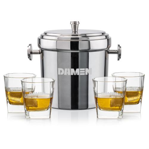 Corporate Gifts - Barware - Barware Gift Sets - Milano Ice Bucket & Sterling On-the-Rocks Set