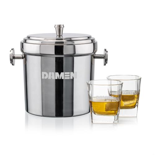 Corporate Gifts - Barware - Barware Gift Sets - Milano Ice Bucket & Sterling On-the-Rocks Set