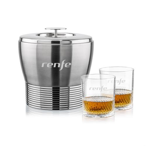 Corporate Gifts - Barware - Barware Gift Sets - Genoa Ice Bucket & Drysdale On-the-Rocks Set