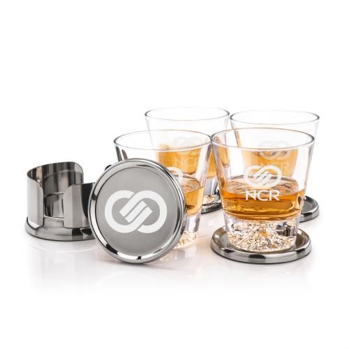 Corporate Gifts - Barware - Barware Gift Sets - Baldoni Coasters & Aspen On-the-Rocks Set