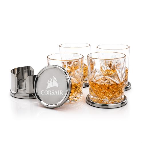 Corporate Gifts - Barware - Barware Gift Sets - Baldoni Coasters & Brinkley On-the-Rocks Set