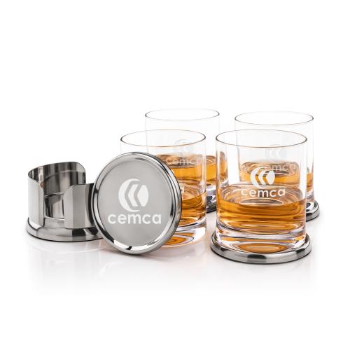 Corporate Gifts - Barware - Barware Gift Sets - Baldoni Coasters & Dresden On-the-Rocks Set