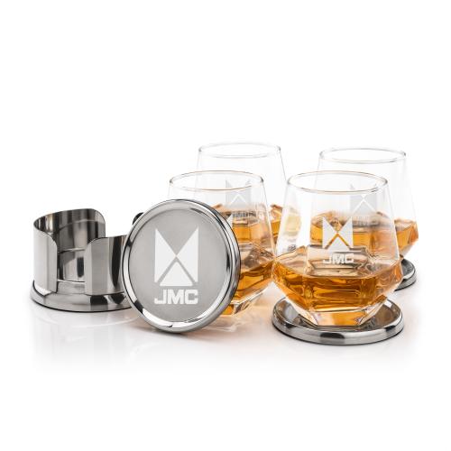 Corporate Gifts - Barware - Barware Gift Sets - Baldoni Coasters & Hartsdale On-the-Rocks Set
