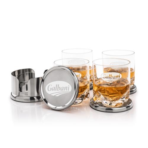 Corporate Gifts - Barware - Barware Gift Sets - Baldoni Coasters & Hillcrest On-the-Rocks Set