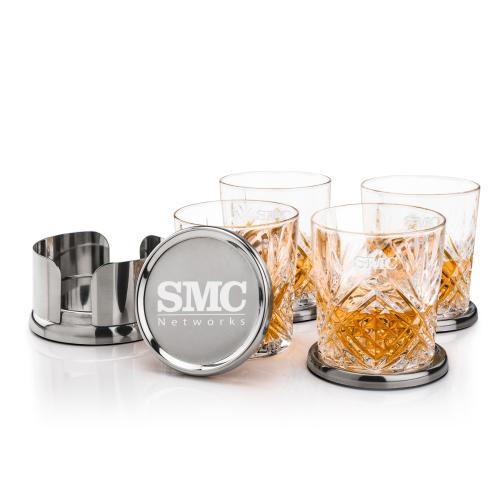 Corporate Gifts - Barware - Barware Gift Sets - Baldoni Coasters & Milford On-the-Rocks Set