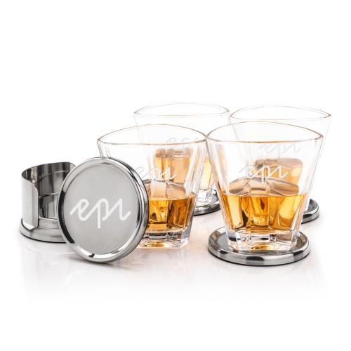 Corporate Gifts - Barware - Barware Gift Sets - Baldoni Coasters & Millwood On-the-Rocks Set