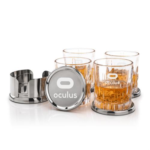 Corporate Gifts - Barware - Barware Gift Sets - Baldoni Coasters & Newport On-the-Rocks Set
