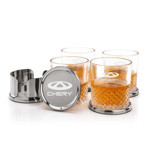 Corporate Gifts - Barware - Barware Gift Sets - Baldoni Coasters & Tacoma On-the-Rocks Set