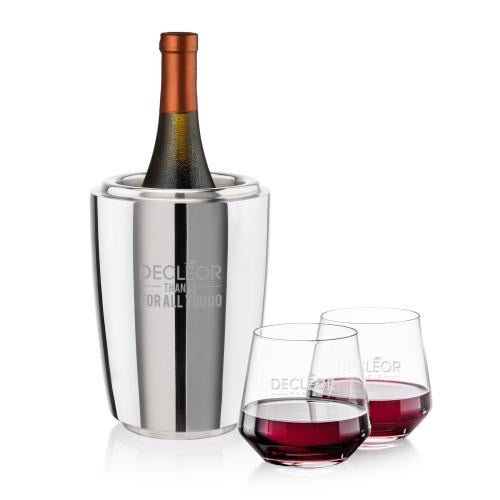 Corporate Gifts - Barware - Barware Gift Sets - Pescara Wine Cooler & Tucson Stemless Wine Set
