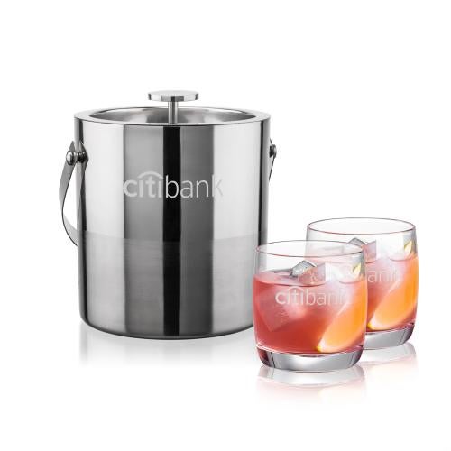 Corporate Gifts - Barware - Barware Gift Sets - Catania Ice Bucket & Ritz On-the-Rocks Set