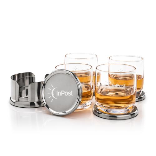 Corporate Gifts - Barware - Barware Gift Sets - Baldoni Coasters & Ritz On-the-Rocks Set
