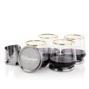 Baldoni Coasters & Tucson Gold Rim Stemless Wine Set