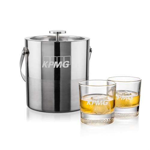 Corporate Gifts - Barware - Barware Gift Sets - Catania Ice Bucket & Baldwin On-the-Rocks