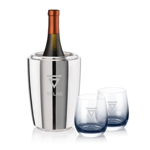 Corporate Gifts - Barware - Wine Glasses - Pescara Wine Cooler & Soudan Smoke Stemless Wine