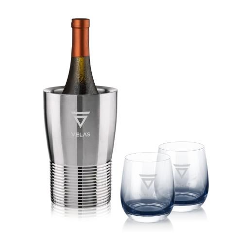 Corporate Gifts - Barware - Wine Glasses - Genoa Wine Cooler & Soudan Smoke Stemless Wine