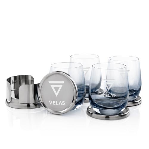 Corporate Gifts - Barware - Wine Glasses - Baldoni Coasters & Soudan Smoke Stemless Wine Set