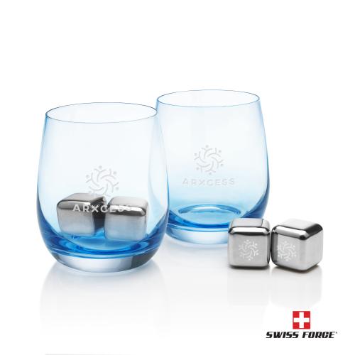 Corporate Gifts - Barware - Tumblers & Glasses - Swiss Force&reg; S/S Ice Cubes & 2 Soudan OTR - Smoke 
