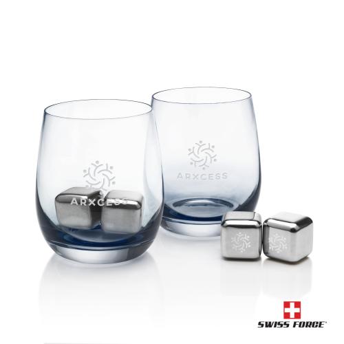Corporate Gifts - Barware - Tumblers & Glasses - Swiss Force&reg; S/S Ice Cubes & 2 Soudan OTR - Smoke