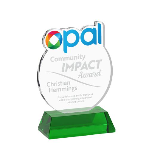 Recognition Awards - Crystal Awards - EdgeCraft Round on Hartford - Green (via Air)