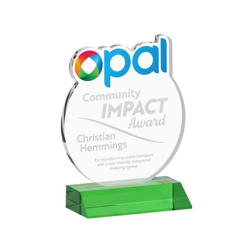 Recognition Awards - Crystal Awards - EdgeCraft Round on Mitered - Green (via Air)