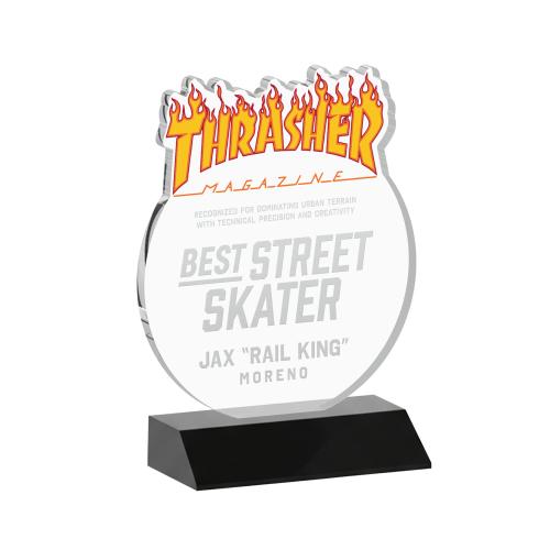 Recognition Awards - Crystal Awards - EdgeCraft Round on Mitered - Black (via Air)