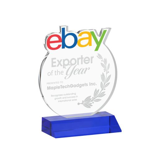 Recognition Awards - Crystal Awards - EdgeCraft Round on Mitered - Blue (via Air)