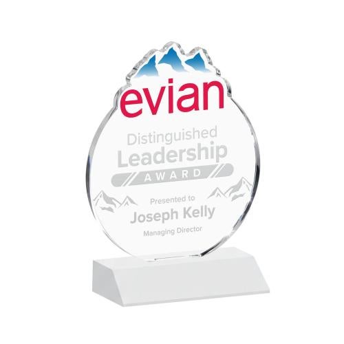 Recognition Awards - Crystal Awards - EdgeCraft Round on Mitered - White (via Air)