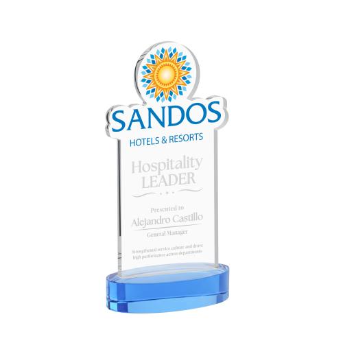 Recognition Awards - Crystal Awards - EdgeCraft Rectangle on Alberton - Sky Blue (via Ocean)