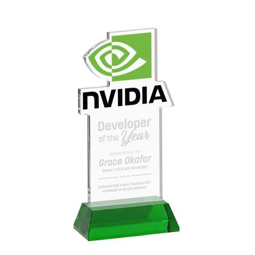 Recognition Awards - Crystal Awards - EdgeCraft Rectangle on Hartford - Green (via Ocean)