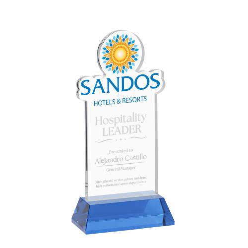 Recognition Awards - Crystal Awards - EdgeCraft Rectangle on Hartford - Sky Blue (via Ocean)
