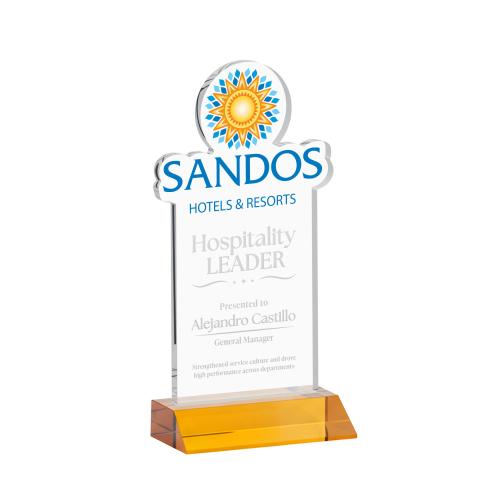 Recognition Awards - Crystal Awards - EdgeCraft Rectangle on Mitered - Amber (via Ocean)