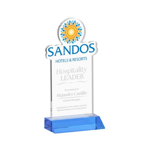 Recognition Awards - Crystal Awards - EdgeCraft Rectangle on Mitered - Sky Blue (via Ocean)