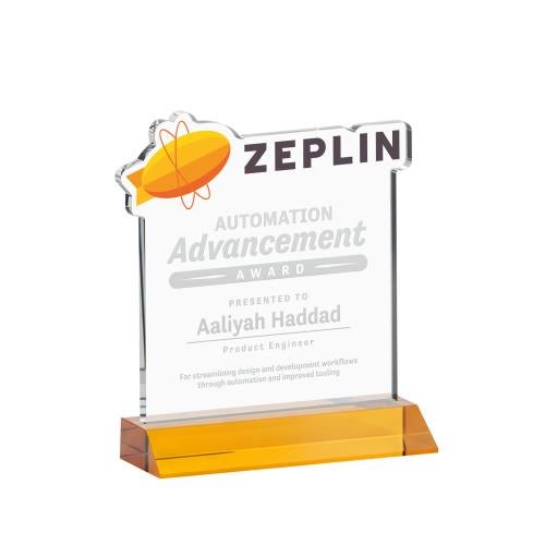 Recognition Awards - Crystal Awards - EdgeCraft Square on Mitered - Amber (via Ocean)