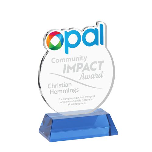 Recognition Awards - Crystal Awards - EdgeCraft Round on Hartford - Sky Blue (via Ocean)