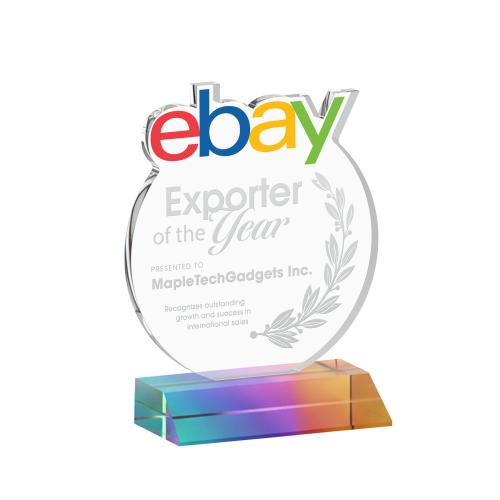 Recognition Awards - Crystal Awards - EdgeCraft Round on Mitered - Prismatic (via Ocean)