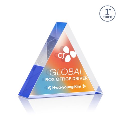 Recognition Awards - Acrylic Awards - Spartan Triangle VividPrint&trade; Double Sided Award - Blue