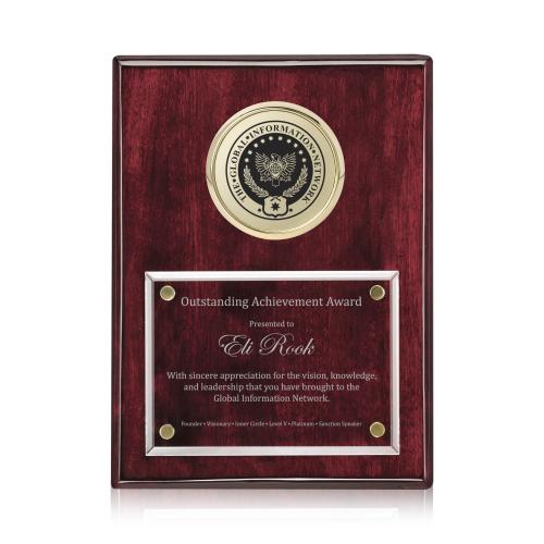 Plaque Awards - Appreciation Plaques - Jansenn Plaque - Rosewood/Gold